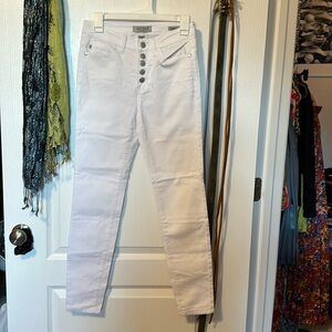 White Button Fly Skinny Jeans
